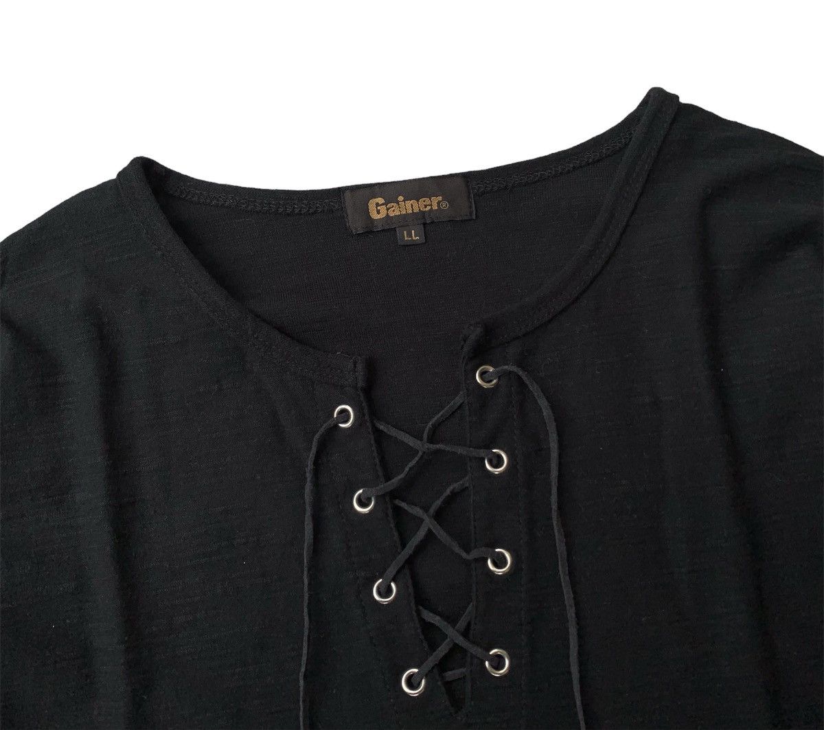 Japanese Brand Gainer Lace Up Longslevee Tshirt Size US XL / EU 56 / 4 - 3 Thumbnail