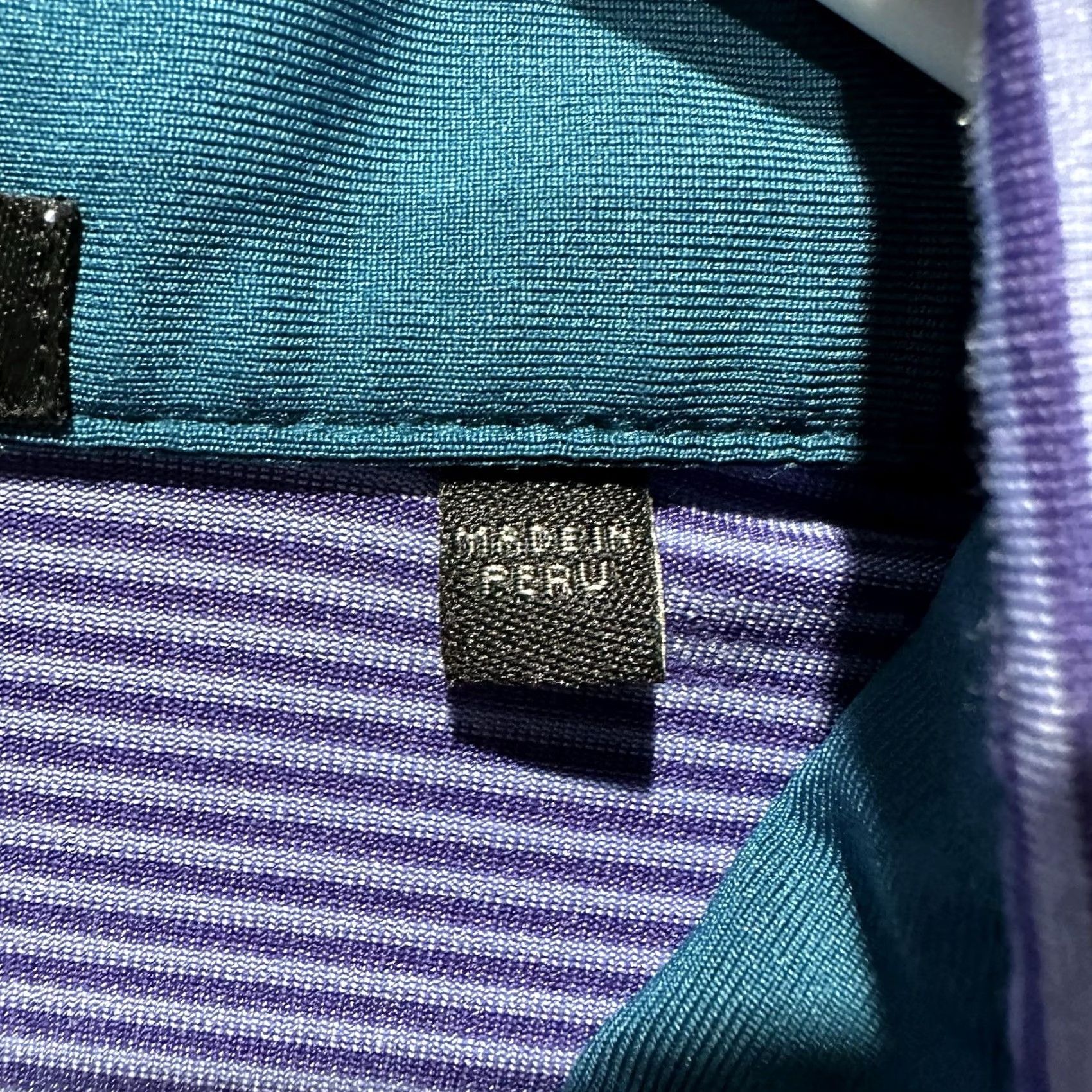 Vintage Greyson Shirt Mens Large Purple Striped Golf Polo Performance Wolf Logo Stretch Size US M / EU 48-50 / 2 - 5 Thumbnail