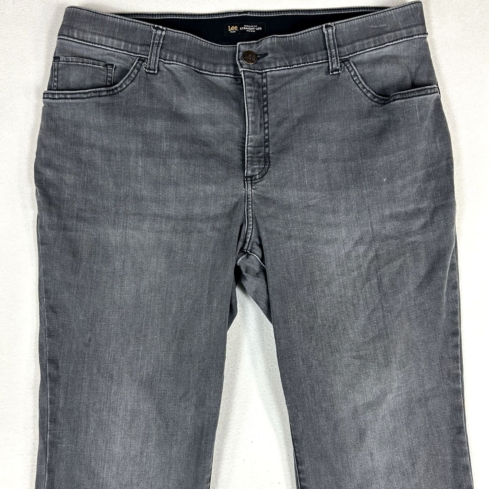 Lee Lee 18W Flex Motion Straight Leg Chino Pants Women's Gray Mid Rise Regular Fit Size 40" / US 18 - 3 Thumbnail