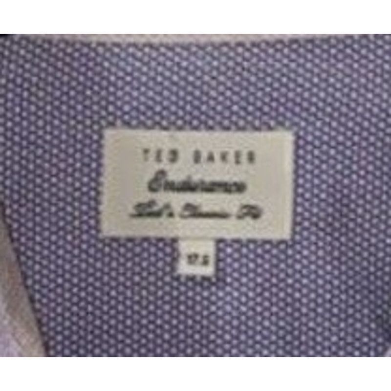 Ted Baker Ted Baker Endurance Men 17.5 Purple White Stripe Dress Shirt Size US XL / EU 56 / 4 - 2 Thumbnail