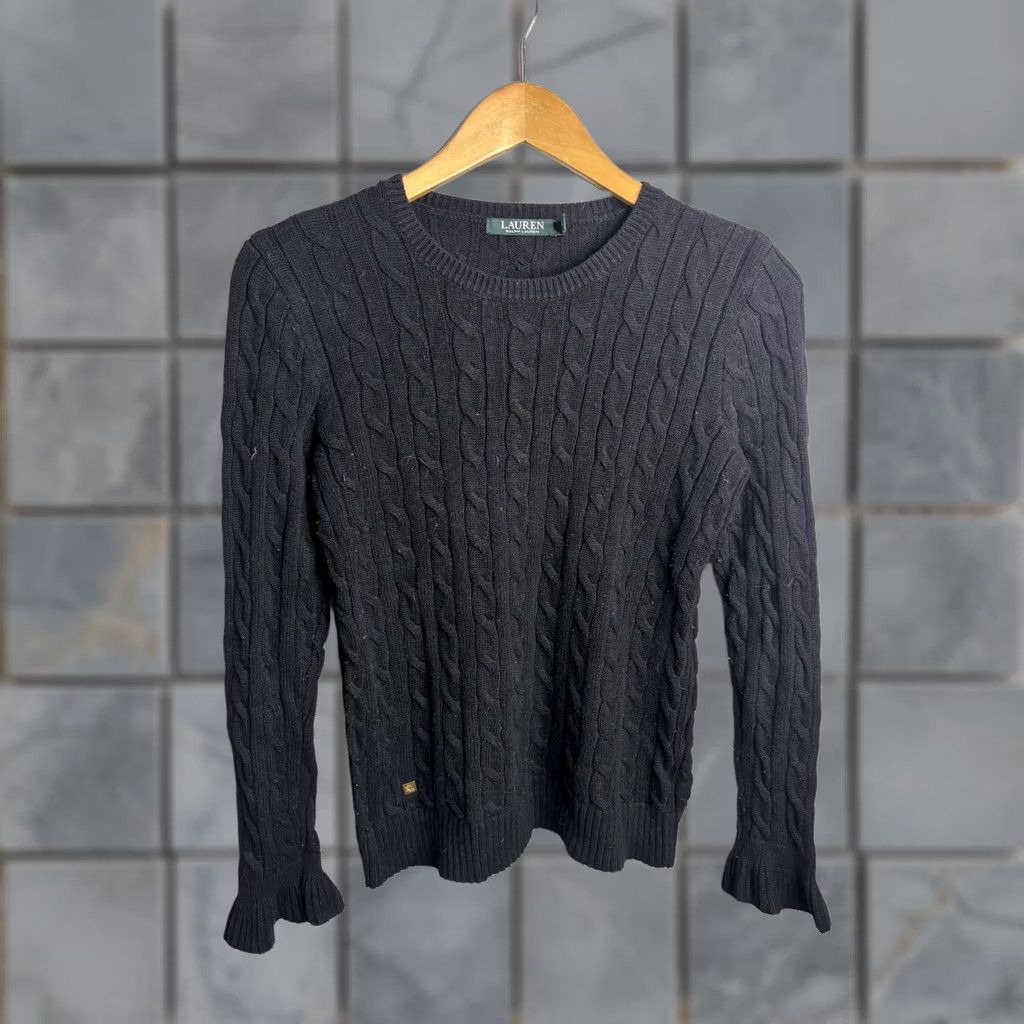 Ralph Lauren Lauren Ralph Lauren Sweater Womens Medium Black Cable Knit Crewneck Pullover Size M / US 6-8 / IT 42-44 - 1 Thumbnail