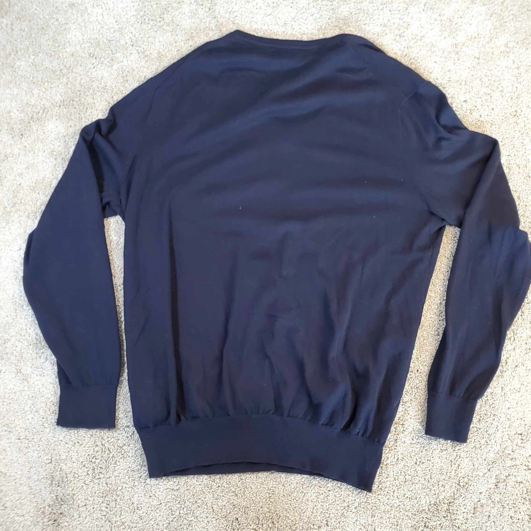 Ralph Lauren VINTAGE Polo Ralph Lauren Sweater Shirt Men L Navy V-Neck 100% Pima Cotton Pullover Regular Fit Size US L / EU 52-54 / 3 - 3 Thumbnail