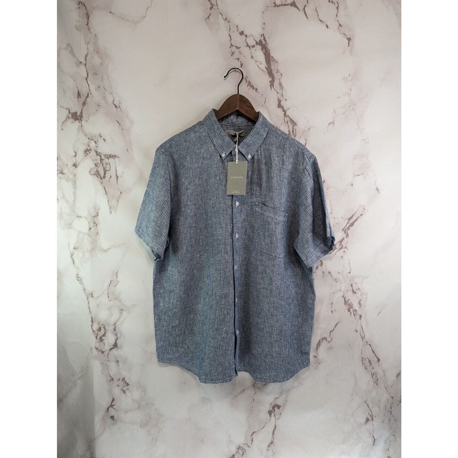 Everlane Everlane Shirt Men Medium Pinstripe Blue Linen Button Down Size US M / EU 48-50 / 2 - 1 Thumbnail