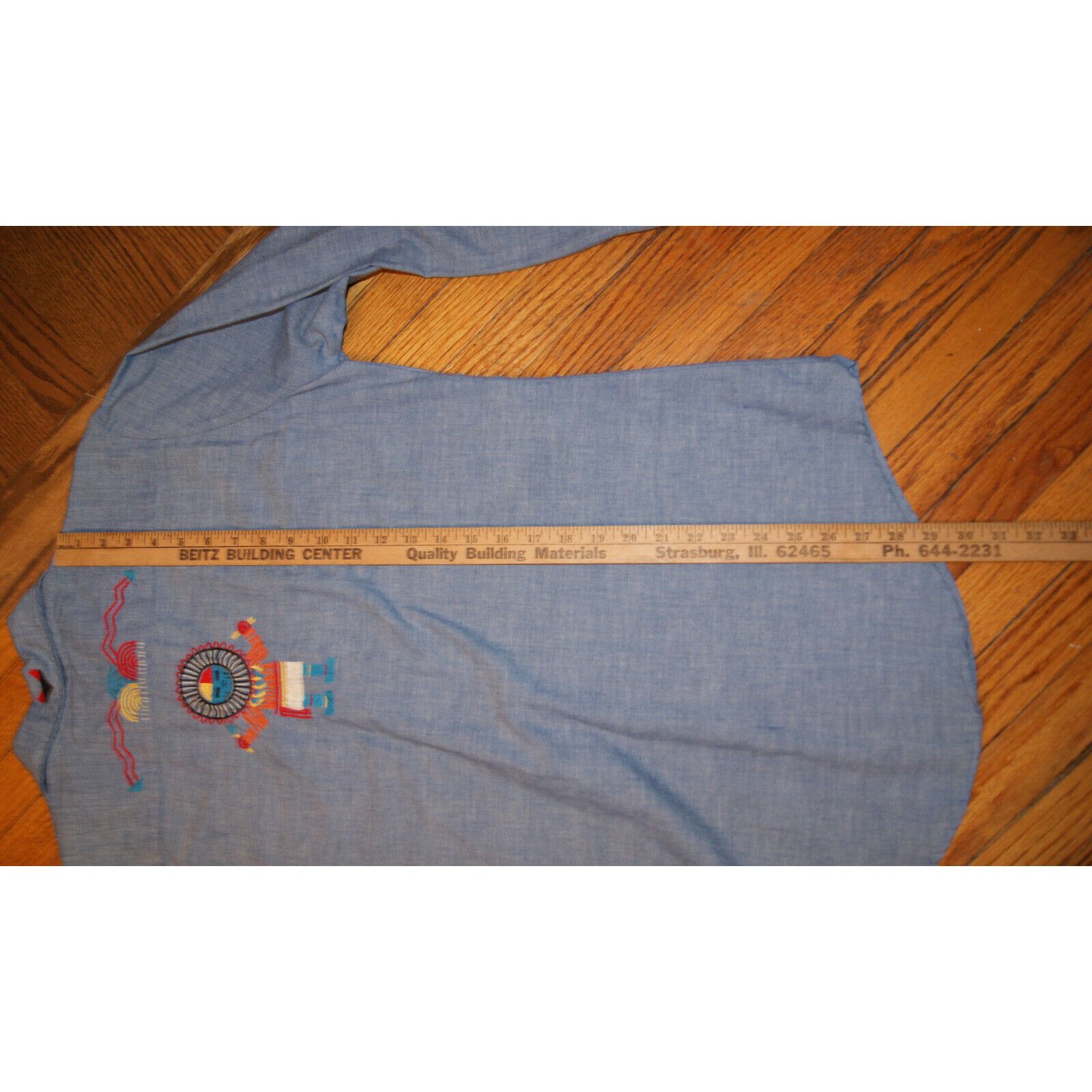 Big Mac Vtg 70s Big Mac Blue Denim M Shirt Aztec Indian Embroider Size US M / EU 48-50 / 2 - 10 Thumbnail