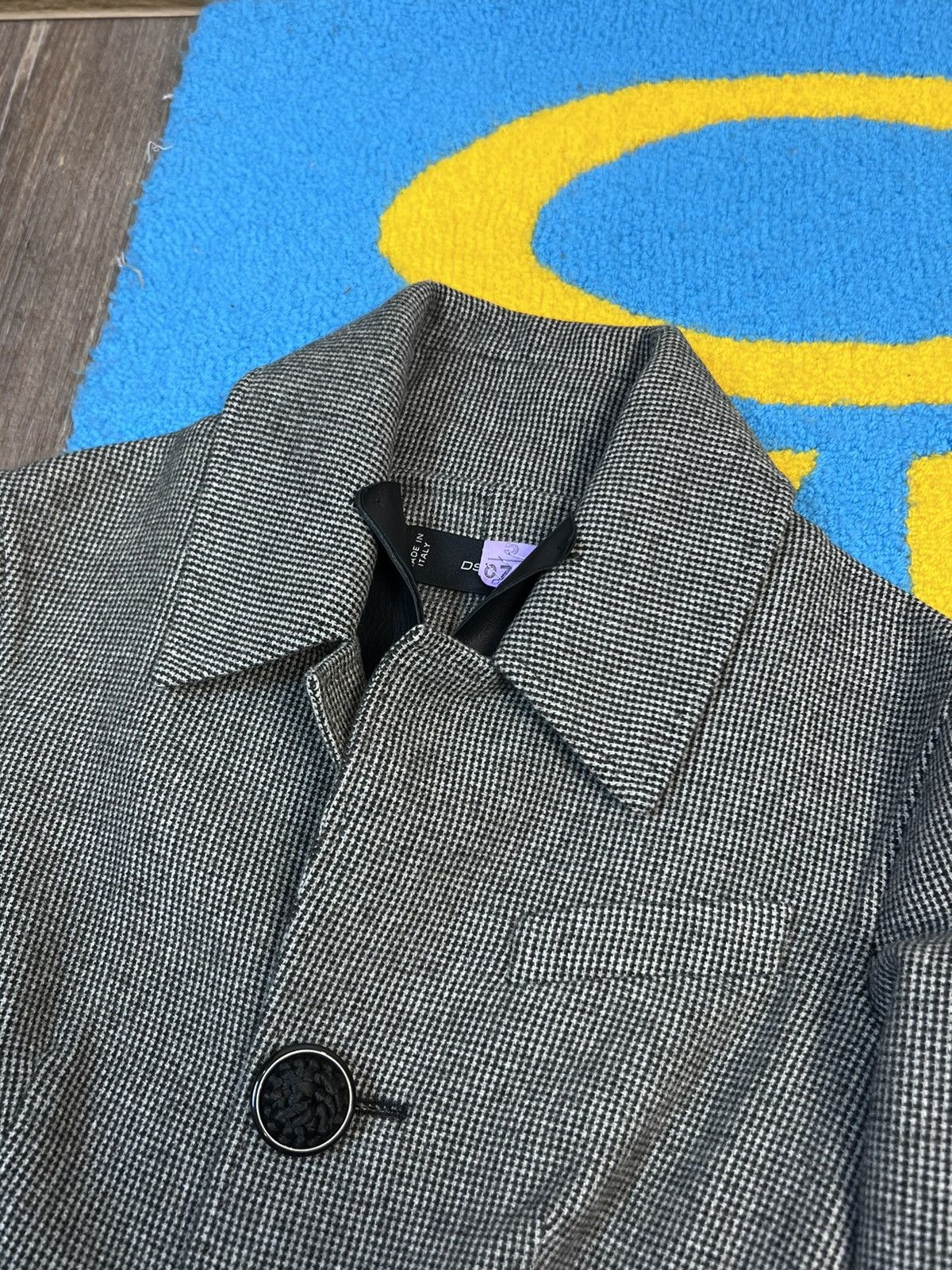 Dsquared2 × Vintage Dsquared2 Wool Checked Gray Coat Jacket with Leather details Size S / US 4 / IT 40 - 6 Thumbnail