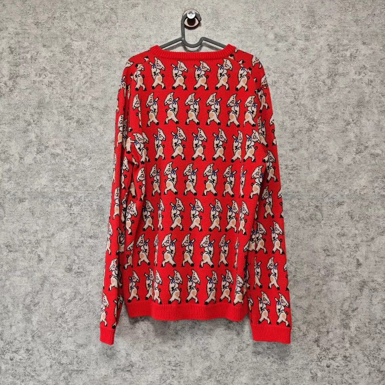 Gucci Gucci SizeS Piglet pattern printed V-neck sweater Size US S / EU 44-46 / 1 - 2 Thumbnail