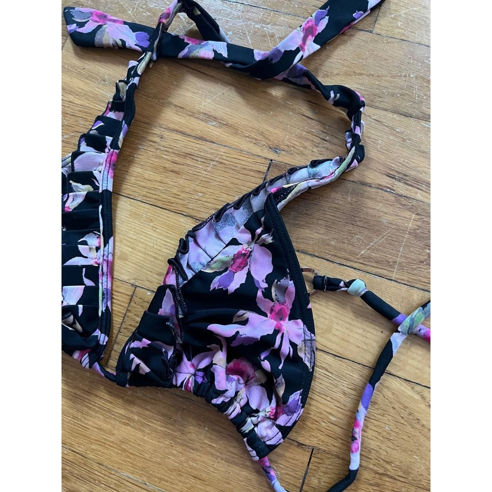 Ted Baker Ted Baker Women Bikini Top Floral Y2K Black Size 2 A001861 Size ONE SIZE - 3 Thumbnail