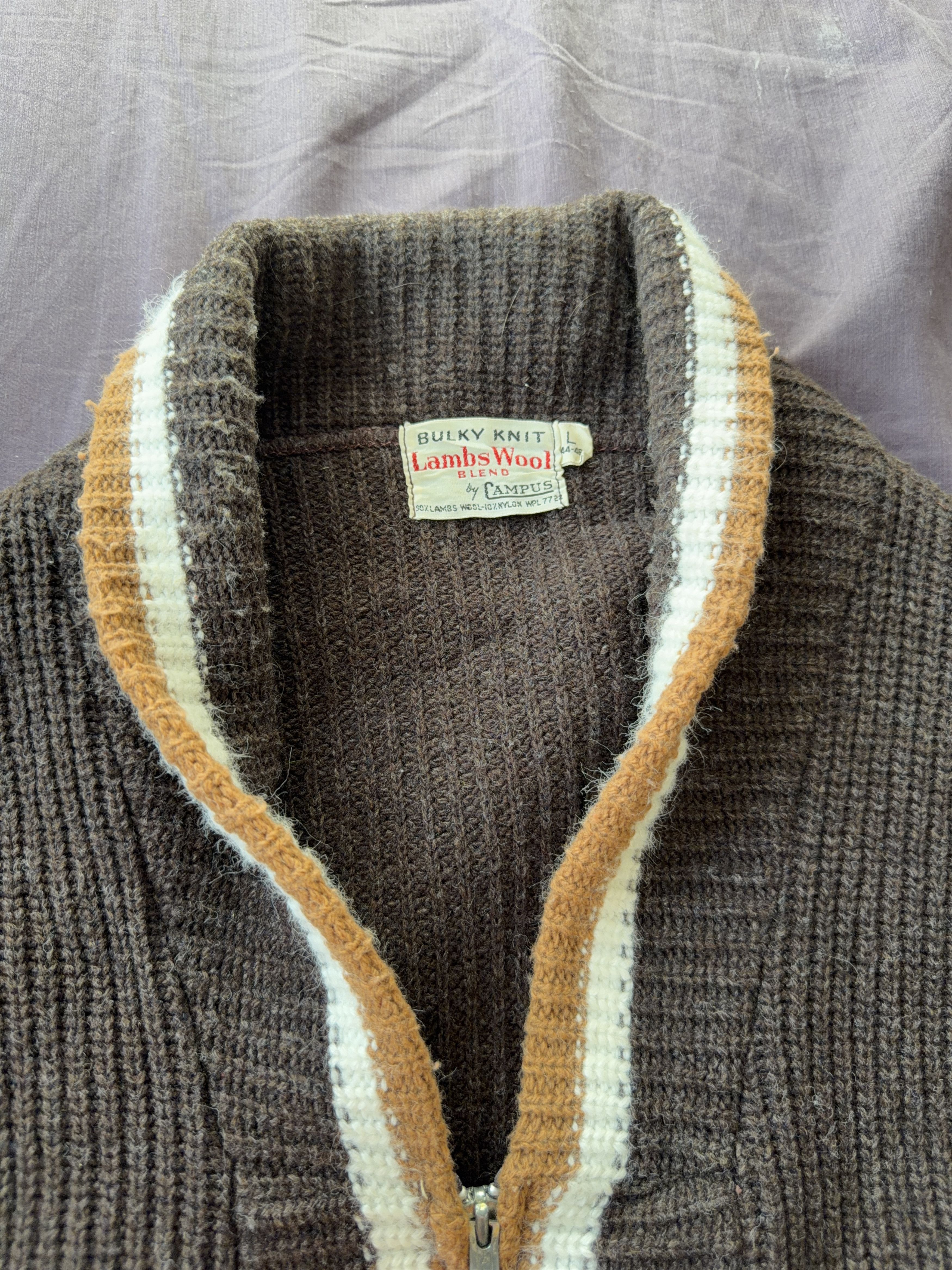 Vintage Vintage Campus Lambs Wool Bulk Knit Cardigan Size US L / EU 52-54 / 3 - 6 Thumbnail