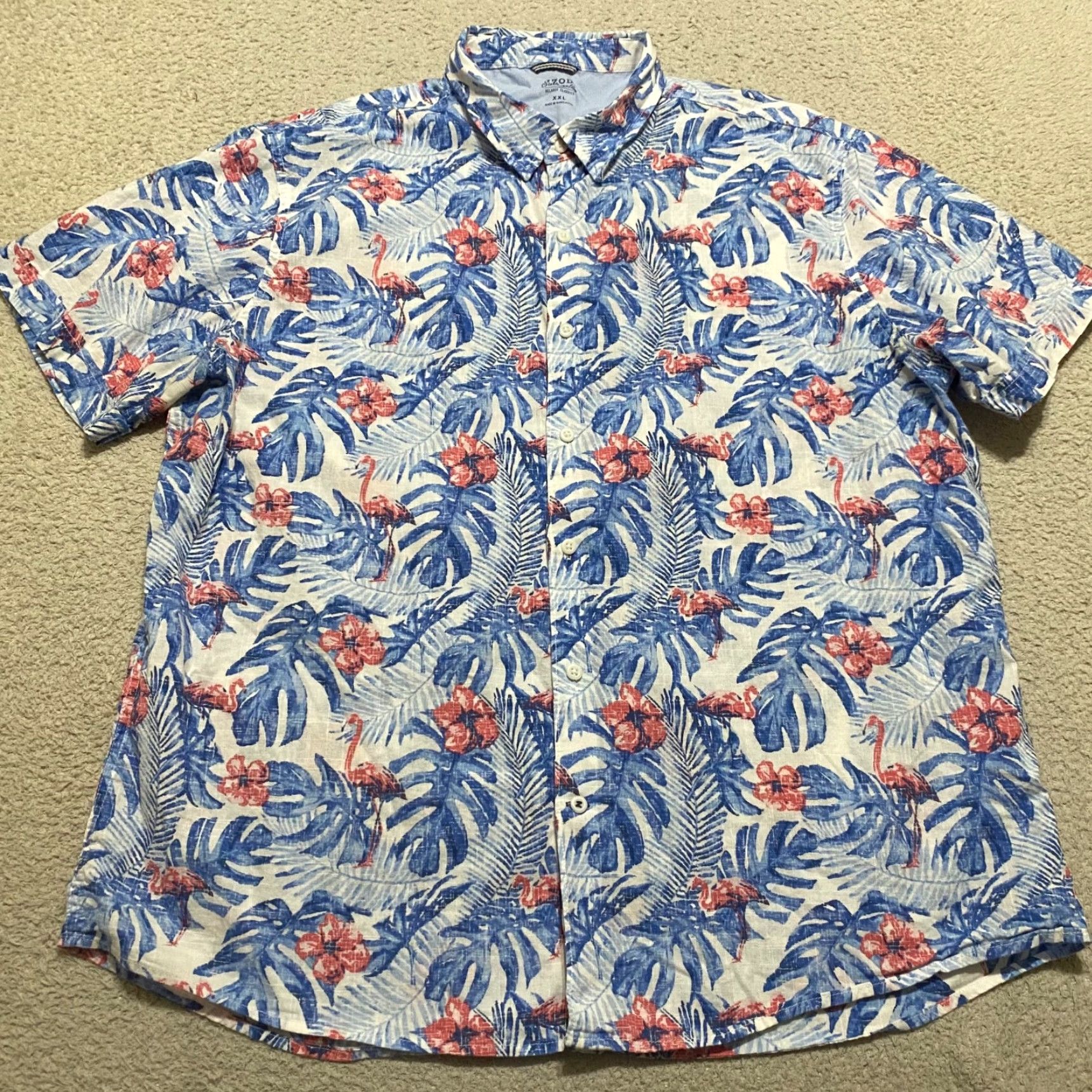 Izod IZOD Saltwater Shirt Mens 2XL Multicolor Floral Hawaiian Button Front Cotton Short Sleeve Shirt Size US XXL / EU 58 / 5 - 2 Thumbnail