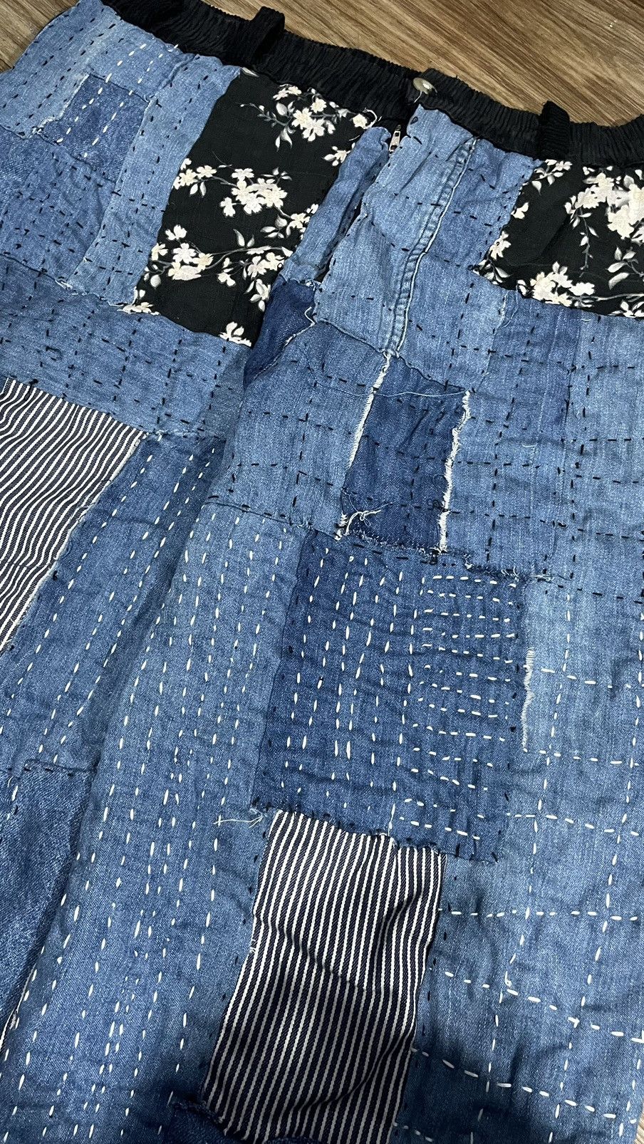 Handmade Sashiko Boro wide leg Handmade Japan USA Fabric Size US 34 / EU 50 - 2 Thumbnail