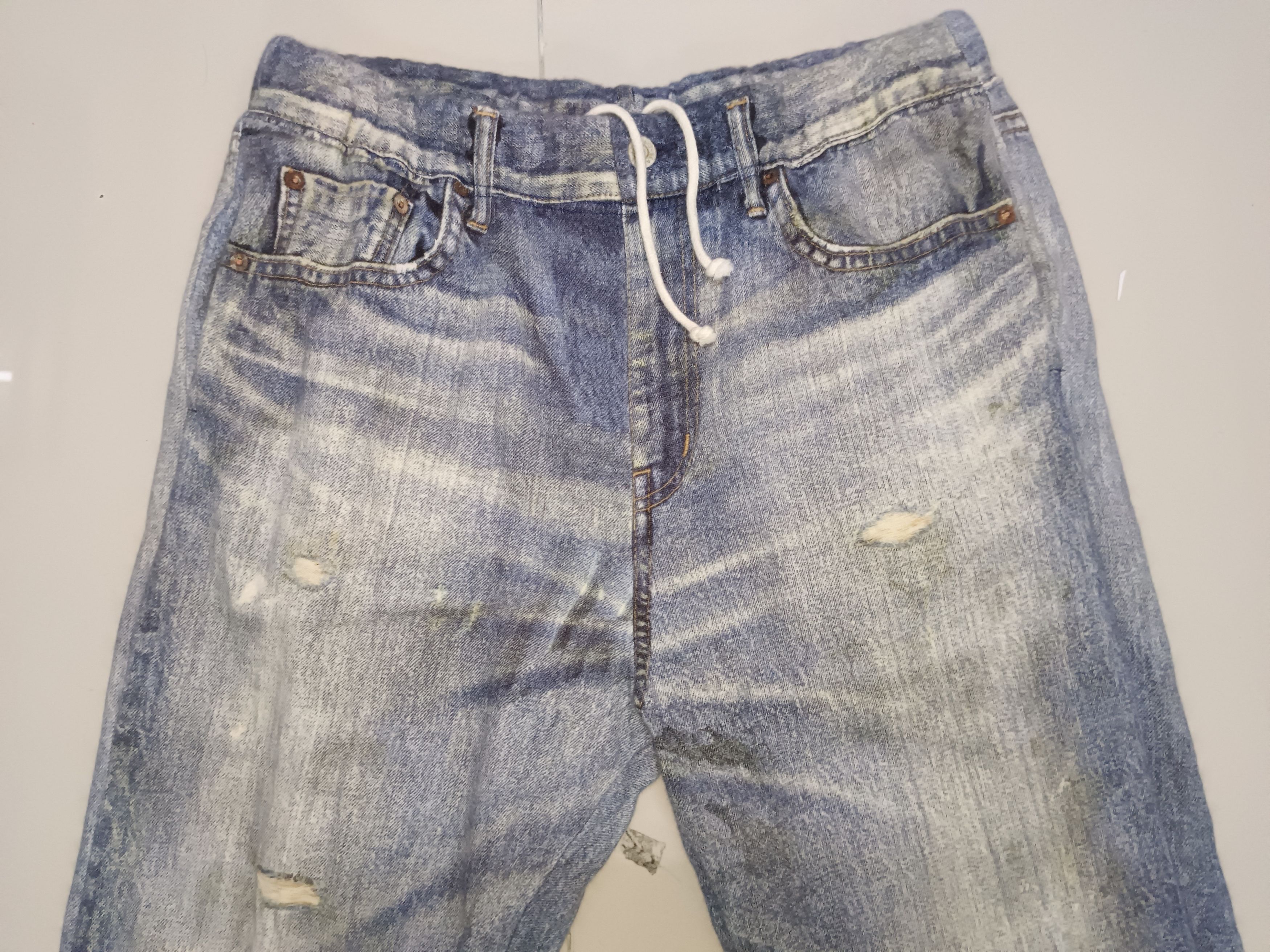 14th Addiction × Beams Plus × Le Grande Bleu (L.G.B.) Vintage Beams Japan Distressed Jeans Size US 31 - 5 Thumbnail