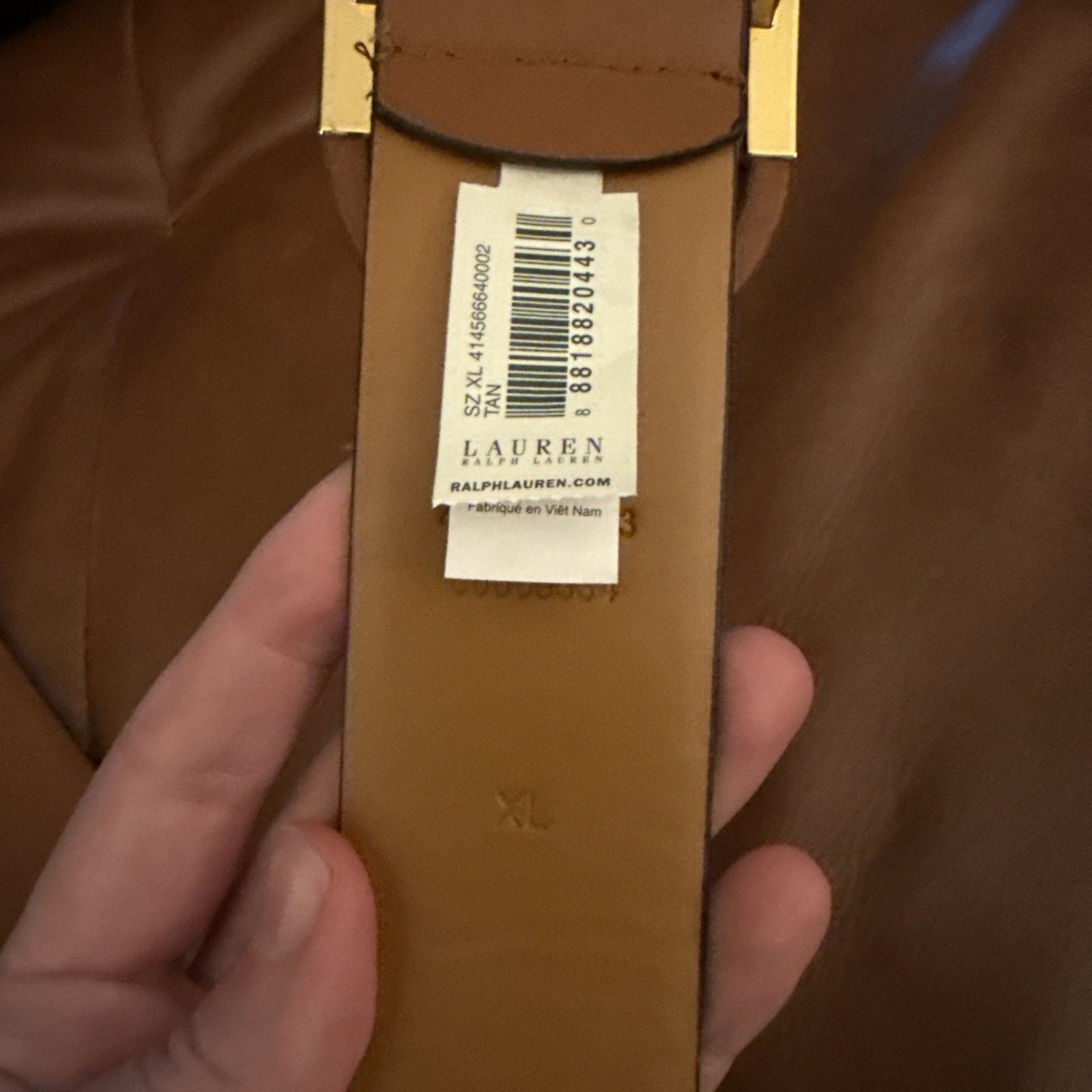 NWOT Lauren Ralph Lauren Covered Leather Gold Hardware Tan Belt XL Lauren Ralph Lauren Gold Belts for Women for sale | eBay main image 3