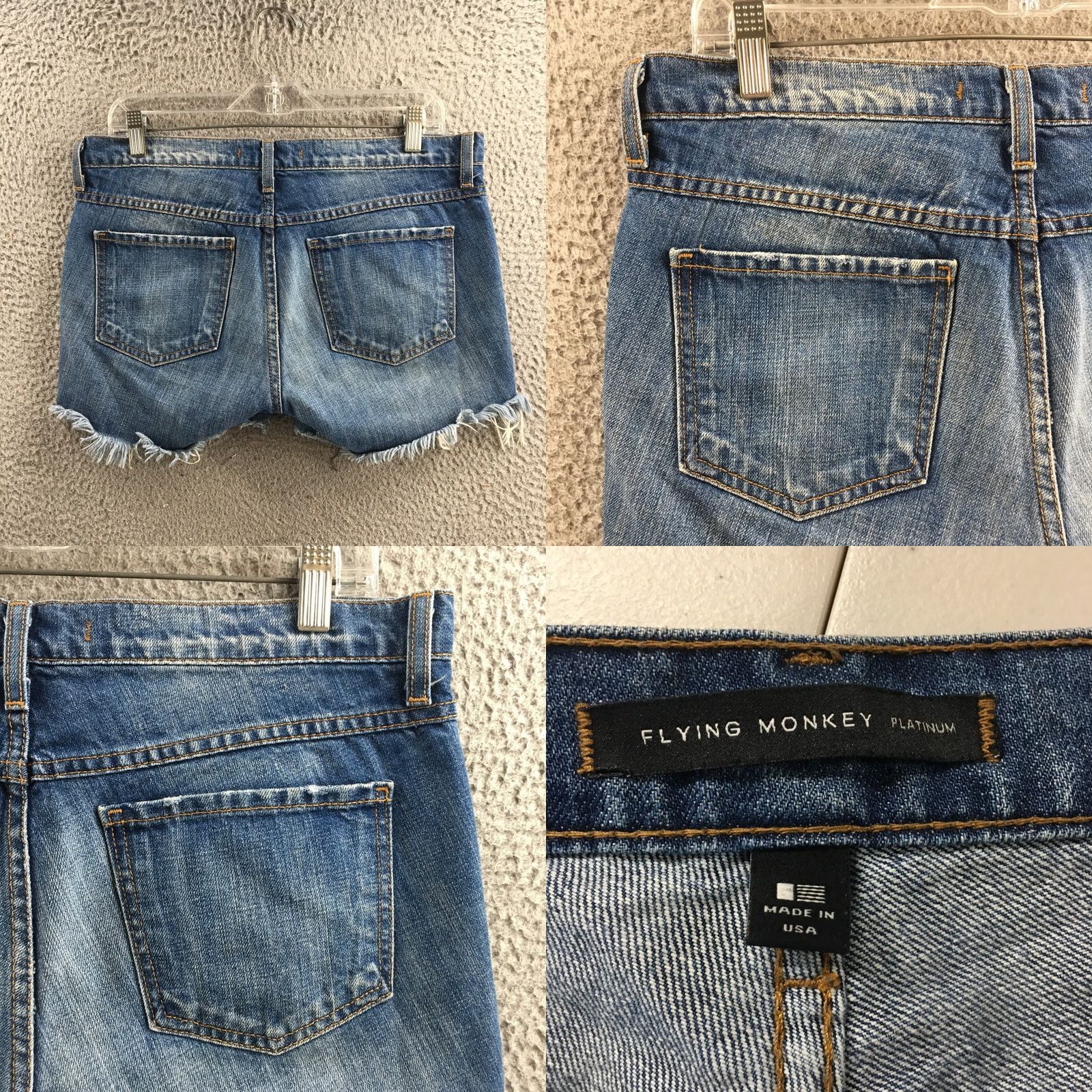 Vintage Flying Monkey Cutoff Distressed Jean Shorts Womens 27 Blue Denim Mid Rise Zip Shorts Denim Blue 90s Modern Womens Size 27" / US 4 / IT 40 - 9 Thumbnail