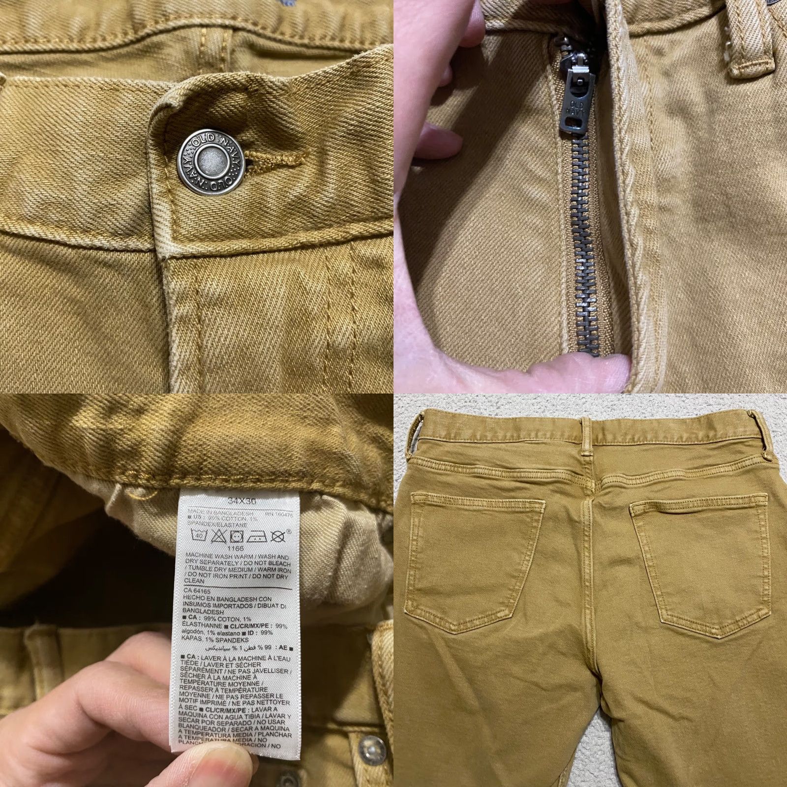Old Navy Old Navy Jeans Mens 34x30 Beige Denim Tapered Mid Rise Relaxed Medium Wash Shirt Mens 34x30 Beige Denim Tapered Regular Jeans Size US 34 / EU 50 - 8 Thumbnail