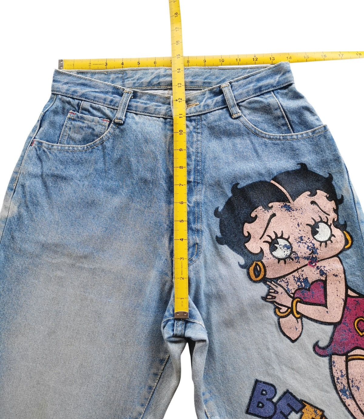 Anime Vintage Betty Boop Big Betty Print Light Wash Jeans Size 28 Size US 28 / EU 44 - 10 Thumbnail
