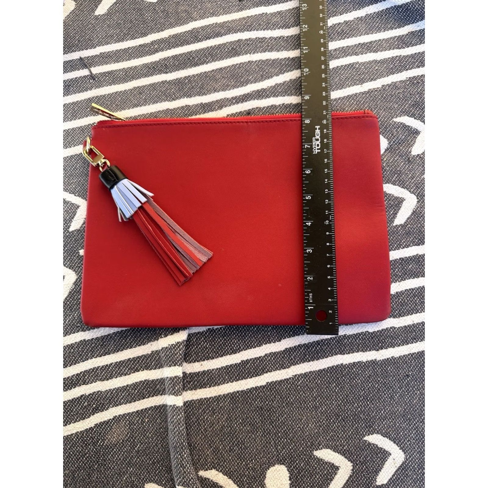 Saks Fifth Avenue Saks Fifth Avenue Red Leather Tassel Clutch Bag Pouch Clutch Women Tassel Red Leather Saks Fifth Avenue Size ONE SIZE - 4 Thumbnail