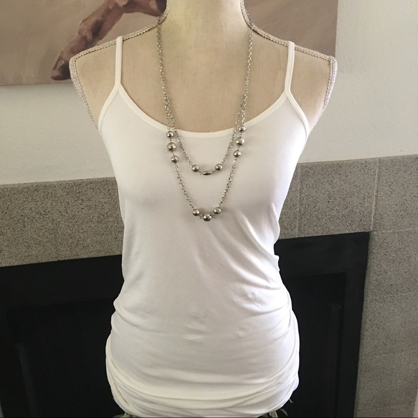 Jewelry Double strand layered faceted silver beaded chain necklace Size ONE SIZE - 3 Thumbnail
