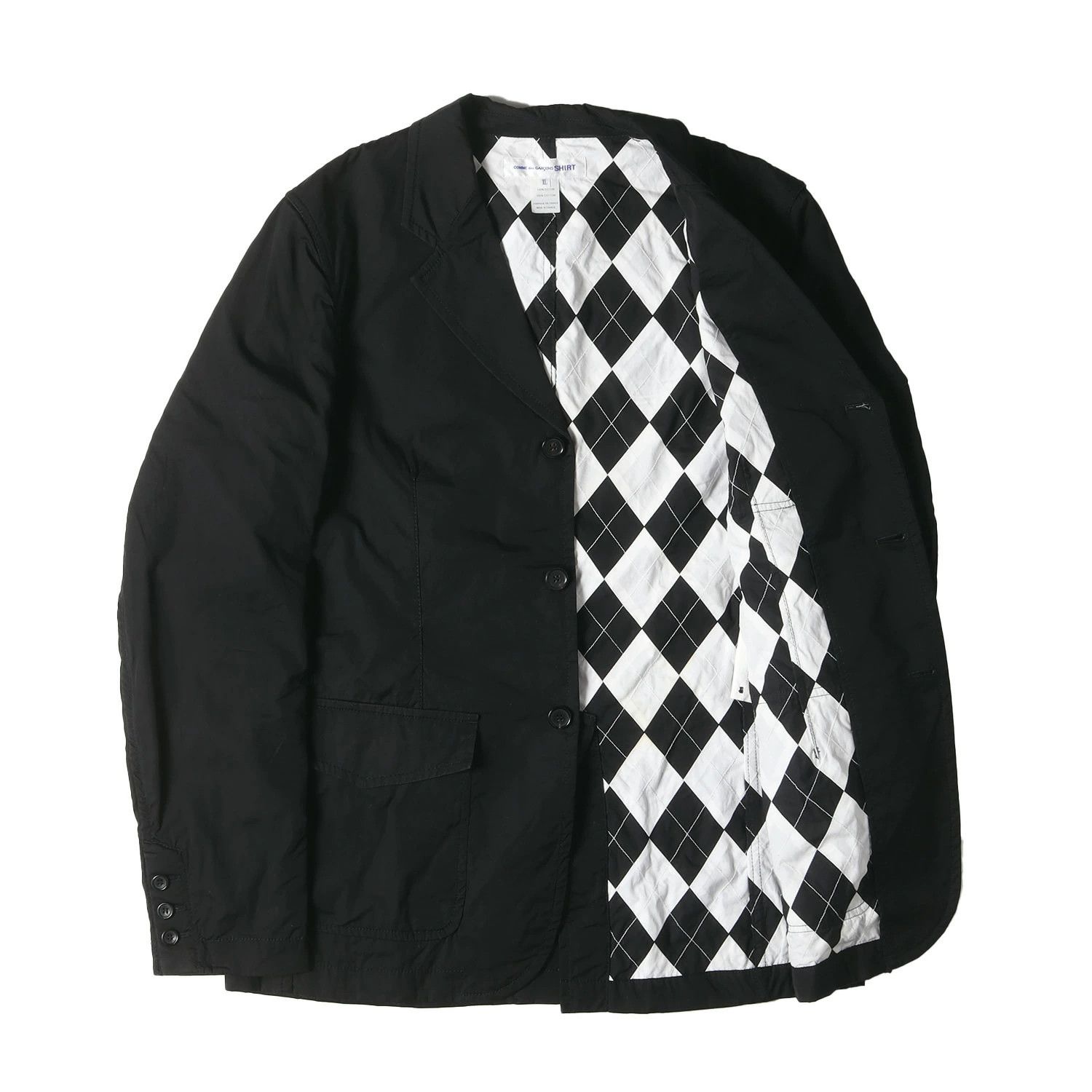 Comme des Garcons SHIRT Jacket Harlequin Check Quilted Lining 3B Tailored Black Size US XL / EU 56 / 4 - 3 Thumbnail
