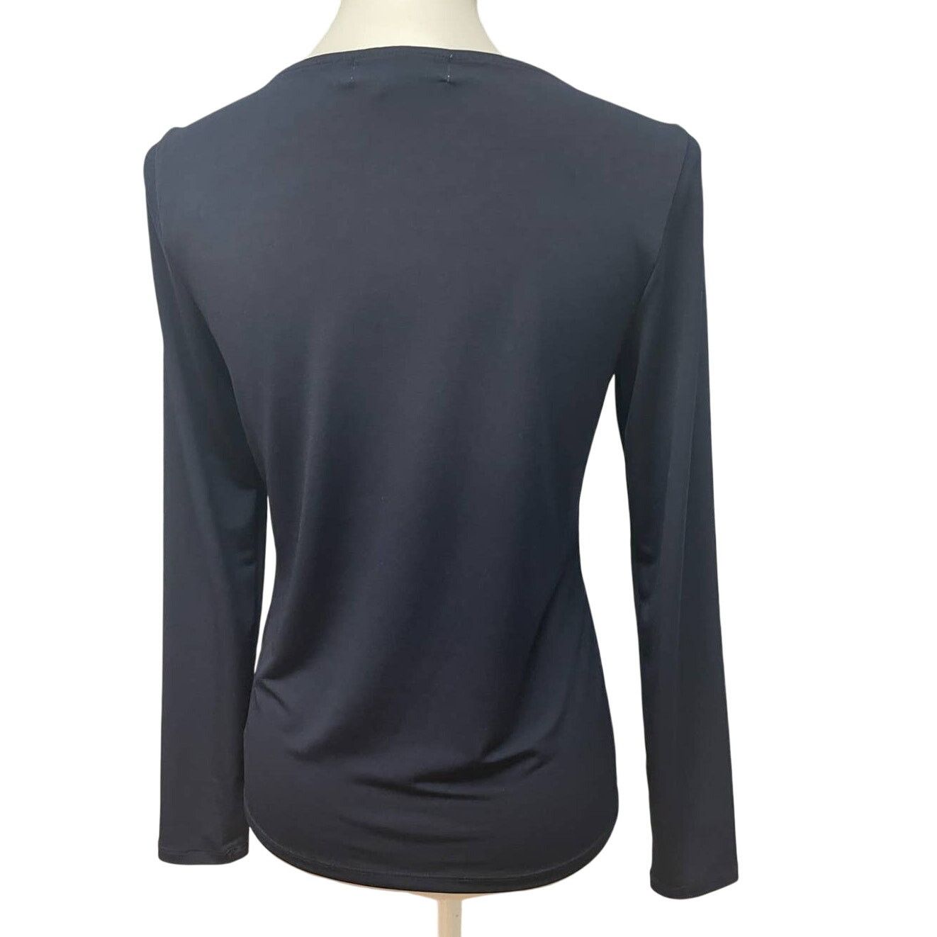 Michael Kors Michael Kors Small Navy Keyhole Gold Charm V-Neck Blouse Size S / US 4 / IT 40 - 7 Thumbnail