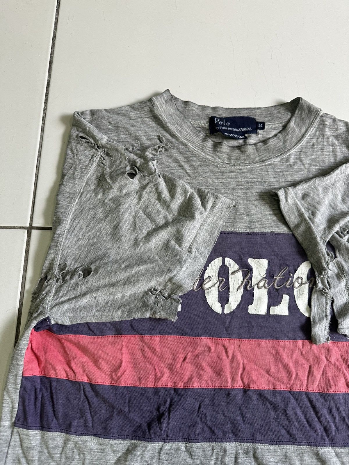 Polo Ralph Lauren 80s Polo international Sleeve Distressed colorblock. Size US M / EU 48-50 / 2 - 8 Thumbnail