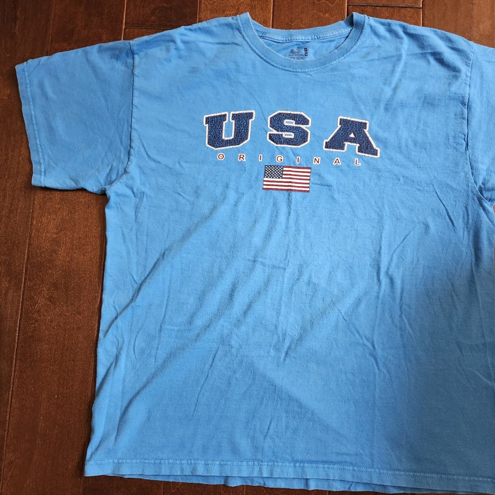 Fruit Of The Loom Fruit Of The Loom Men's XL Blue USA Original Shirt - T-Shirt, Short Sleeve, Cotton, Regular Fit, Solid, USA Theme, All Seasons Size US XL / EU 56 / 4 - 2 Thumbnail