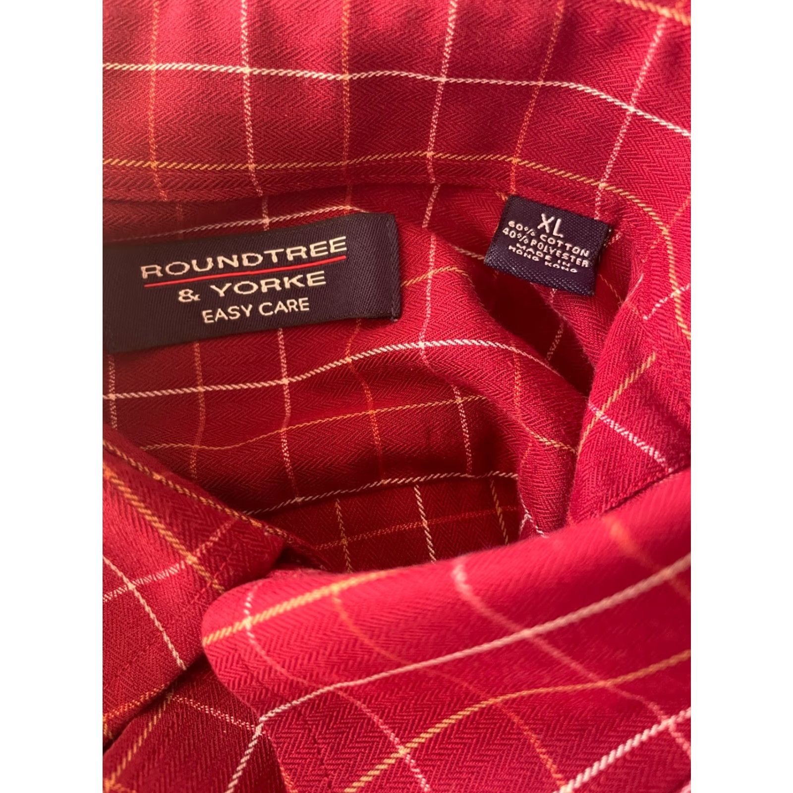 Roundtree & Yorke Roundtree & Yorke Button-Down Shirt Mens XL Red Plaid Long Sleeve Size US XL / EU 56 / 4 - 6 Thumbnail