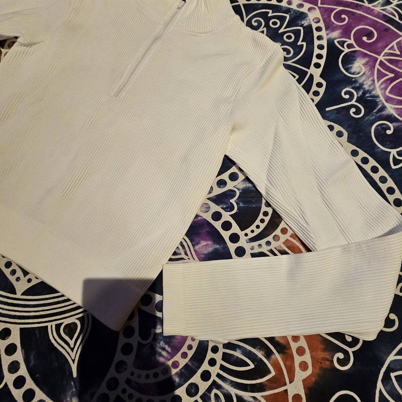 Designer Women's White Quarter Zip Active Domino Shirt Size M / US 6-8 / IT 42-44 - 3 Thumbnail