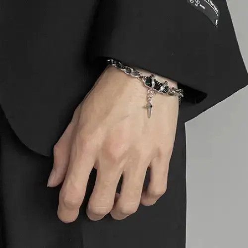 Jewelry Titanium Steel Layered Cross Charm Bracelet for Men Women Size ONE SIZE - 2 Thumbnail