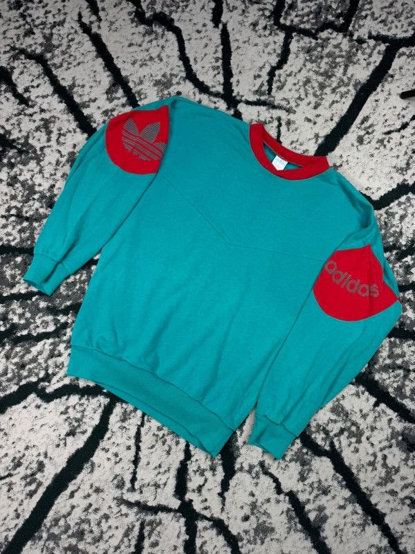 Adidas Vintage Adidas crewneck sweatshirt green red logo S Size US S / EU 44-46 / 1 - 2 Thumbnail