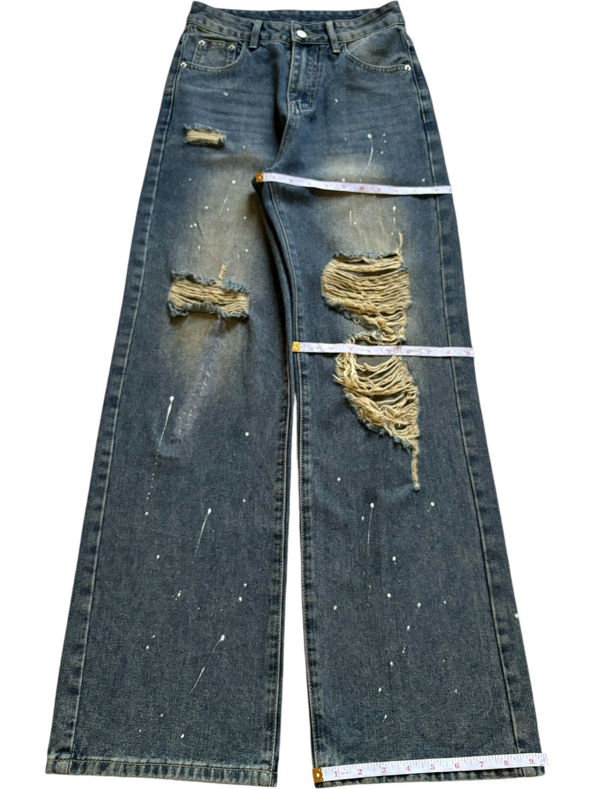 Japanese Brand Vintage Japanese Brand Painted Splattered Ripped Baggy Jeans Size 26" / US 2 / IT 38 - 12 Thumbnail