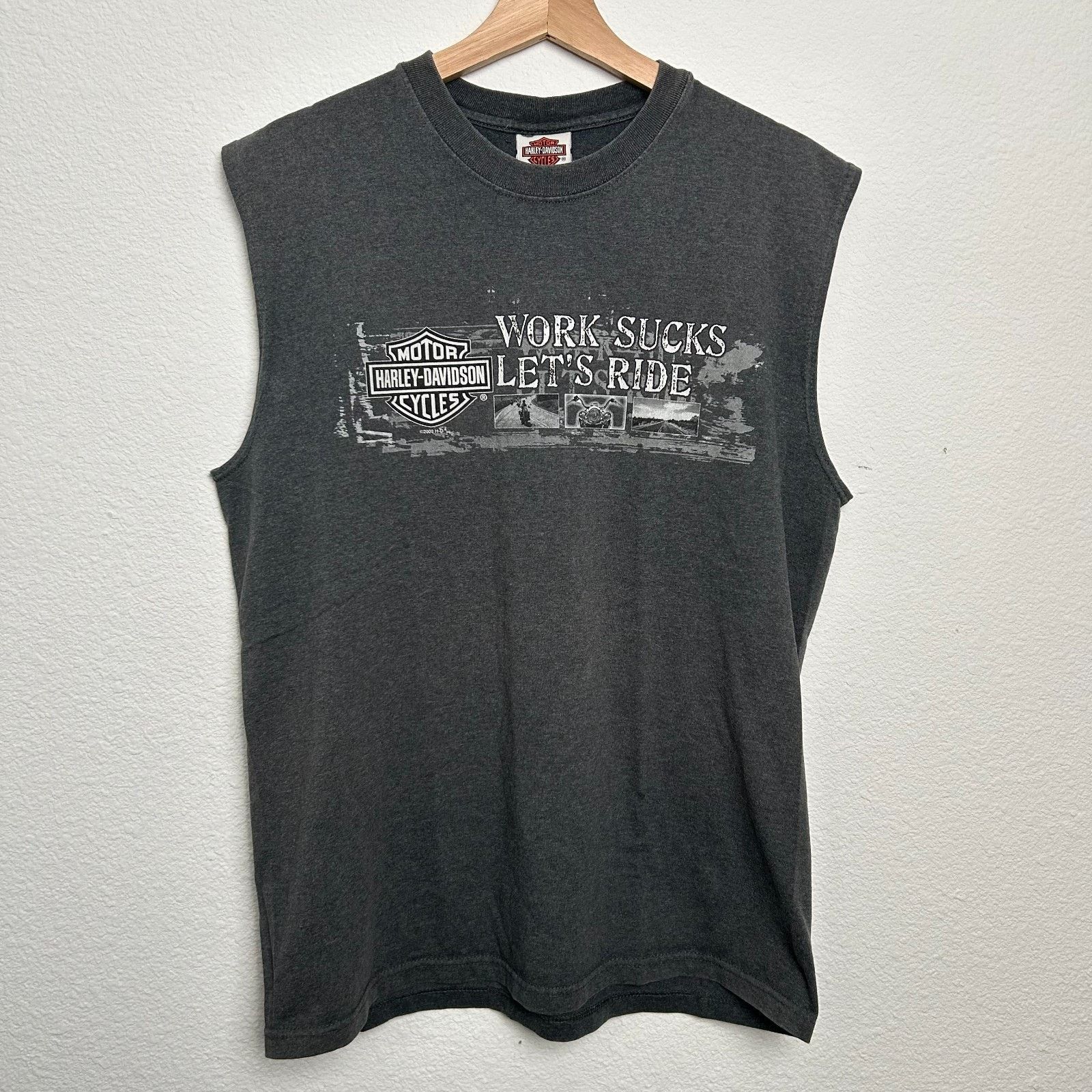 Harley Davidson Harley Davidson Tank Mens Large Black Work Sucks Lets Ride Size US L / EU 52-54 / 3 - 1 Thumbnail