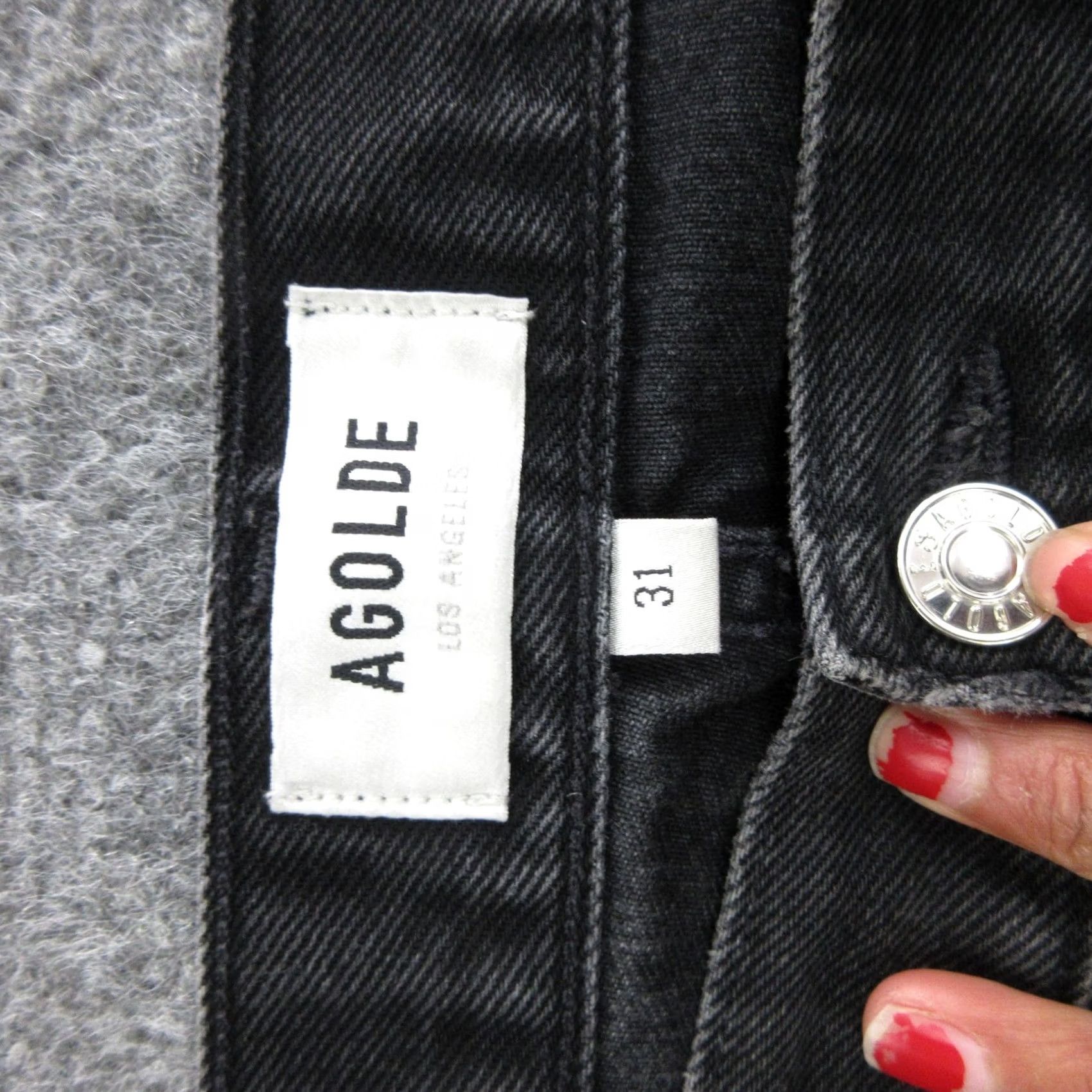 Agolde AGOLDE Jeans Womens Cherie High Rise Straight Charcoal Wash Distressed Denim 31 Regular Inseam 30in 5-Pocket Cotton Zip Button Size 24" / US 00 / IT 34 - 5 Thumbnail