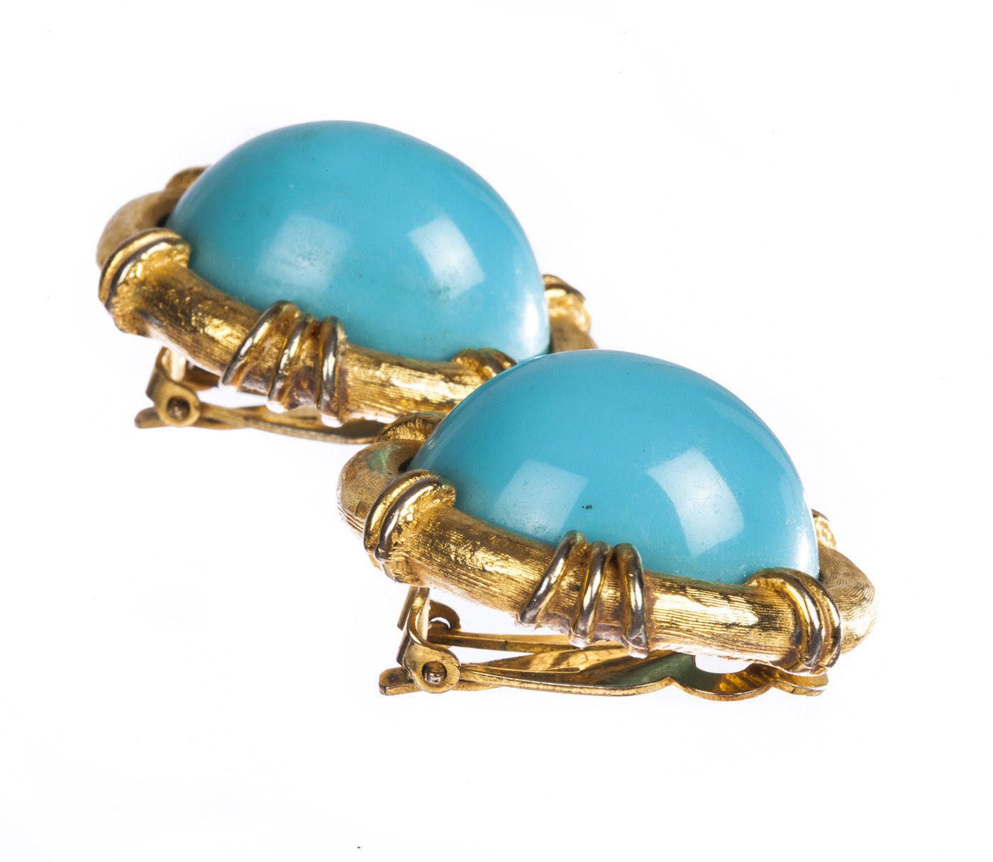 Designer Geoffrey Beene Faux Sleeping Beauty Turquoise Earrings Size ONE SIZE - 3 Thumbnail
