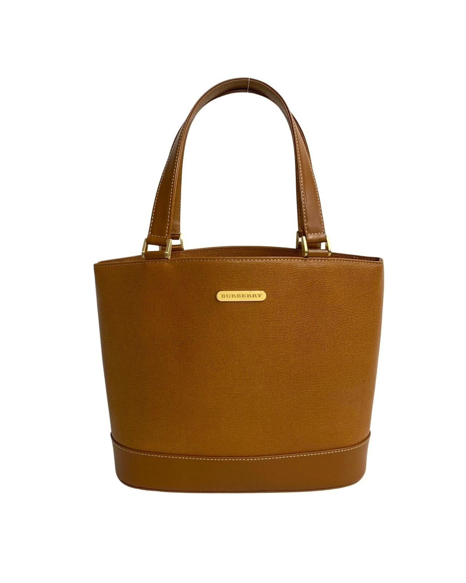 image of Burberry Elegant Leather Handbag In Brown And Gold Tones, Women's
