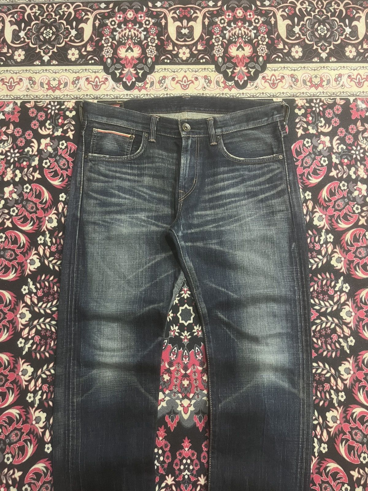Edwin Edwin 505XX Dark Blue Whisker Buckle Back Selvedge Jeans Size US 33 - 3 Thumbnail