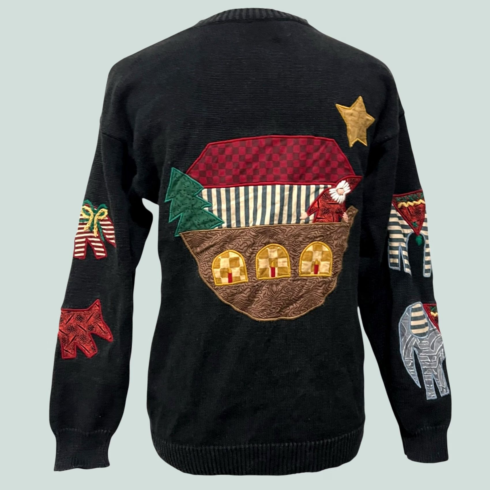 Vintage VINTAGE Susan Bristol Noah's Ark Cardigan Sweater Hand Embroidered Size S Black Womens Cardigan Sweater Size S / US 4 / IT 40 - 1 Thumbnail