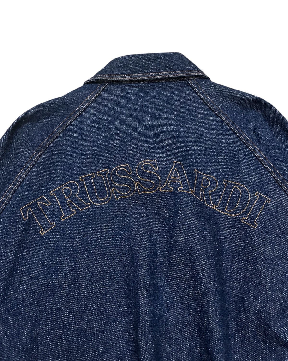Trussardi 1980s Double Breasted Japanese Denim Blouson Jacket Size US XL / EU 56 / 4 - 12 Thumbnail
