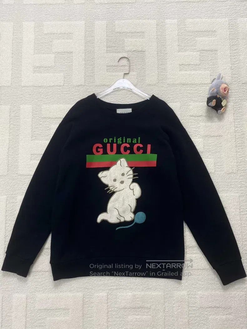 Gucci Gucci Black cat printed letter logo sweatshirt Size US M / EU 48-50 / 2 - 1 Thumbnail