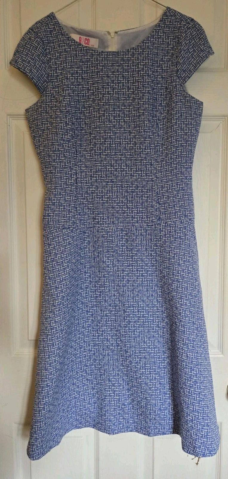 Nice Collective 9 & CO Midi Dress Size 6 Blue White Tweed Fit And Flare A Li Size M / US 6-8 / IT 42-44 - 3 Thumbnail