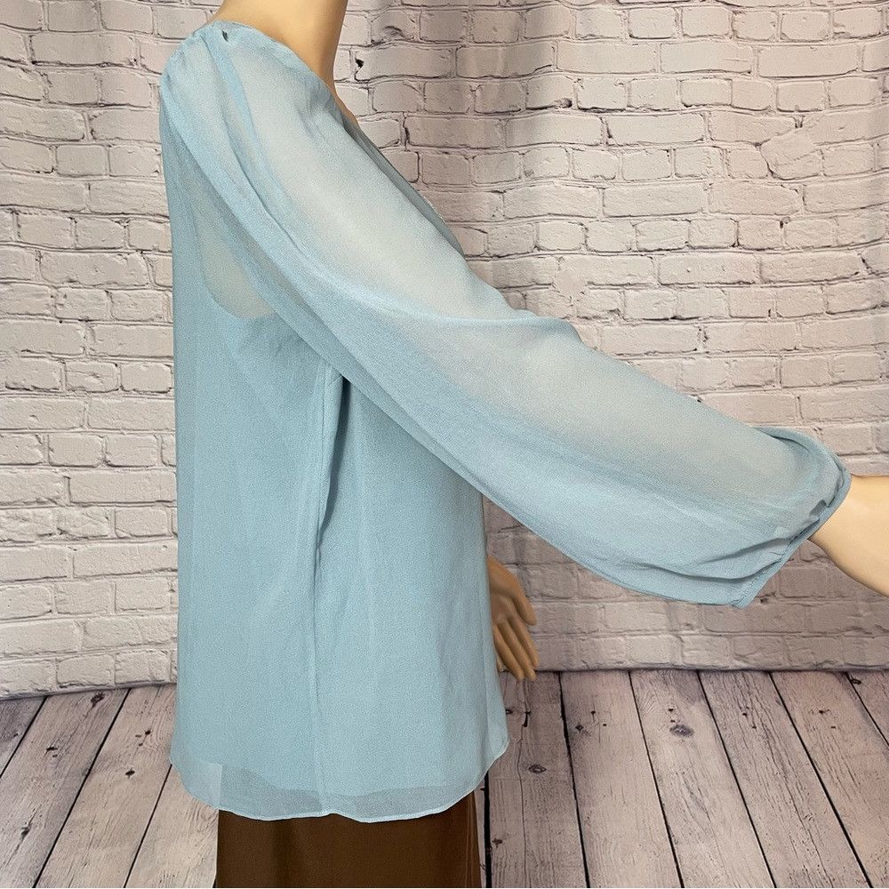 Talbots New Talbots Blue Long Sleeve Chiffon Sequin Blouse Size 8 Size M / US 6-8 / IT 42-44 - 4 Thumbnail