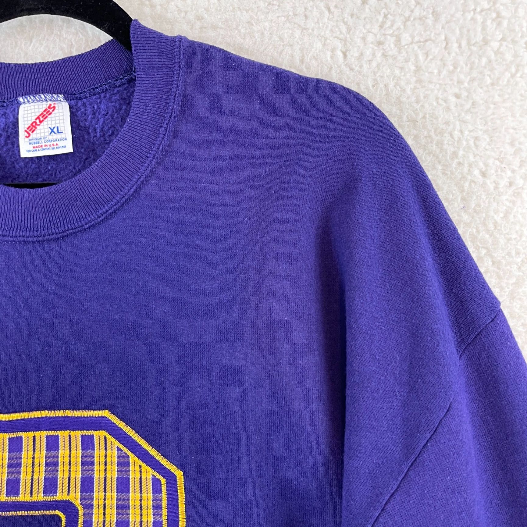 Jerzees Jerzees Sweater Mens XL Purple Embroidered Vintage Crew Neck City 80s 90s College Pullover Shirt Mens Size US XL / EU 56 / 4 - 7 Thumbnail