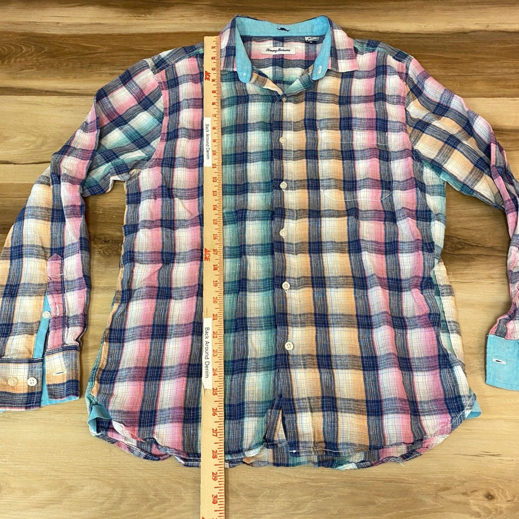 Tommy Bahama Tommy Bahama Linen Shirt Mens Medium Plaid Long Sleeve Button Up Multicolor Shirt Size US M / EU 48-50 / 2 - 6 Thumbnail
