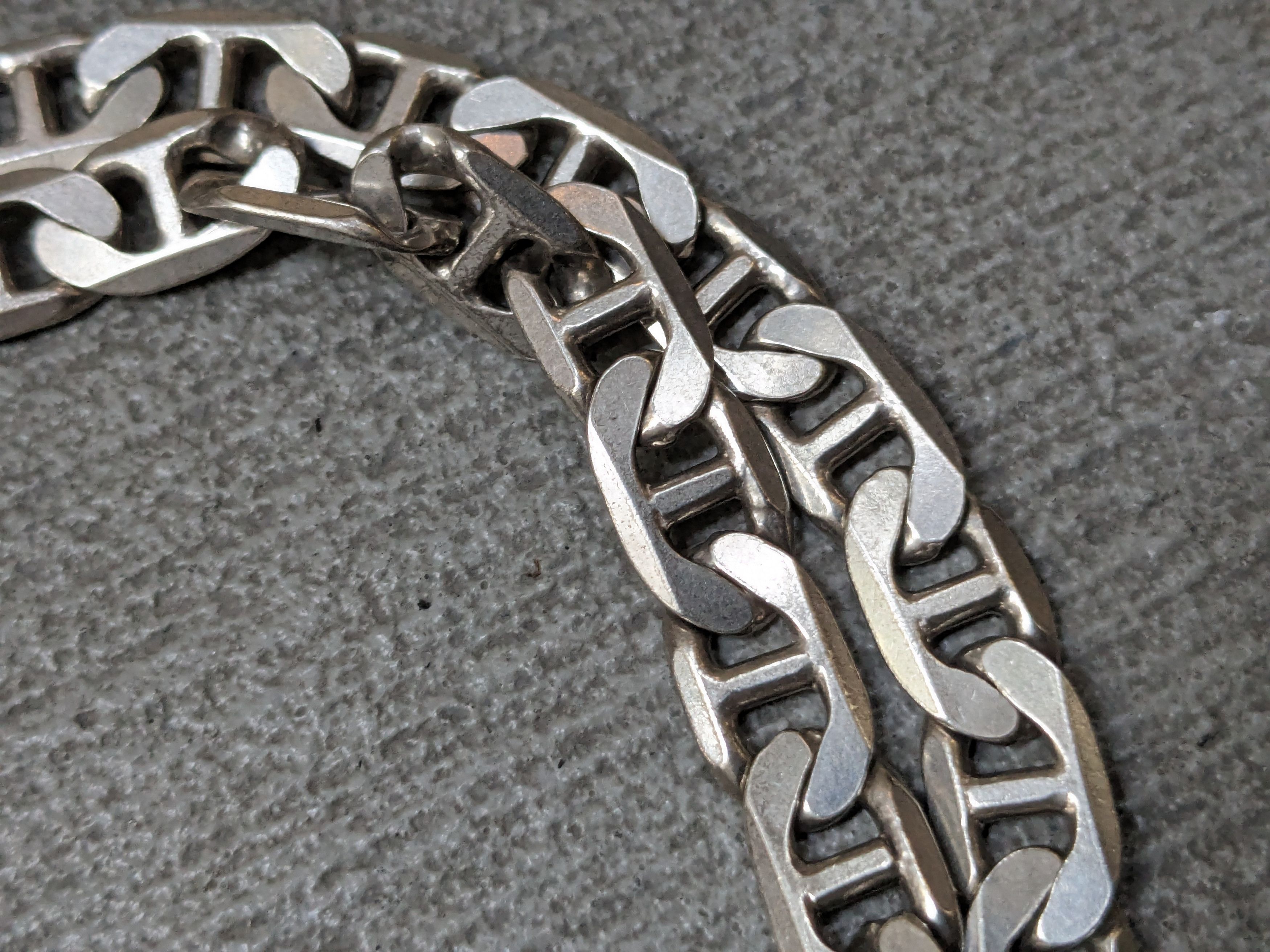 Jewelry Vintage Sterling Silver Necklace Mariner Anchor 22" Chunky Size ONE SIZE - 9 Thumbnail
