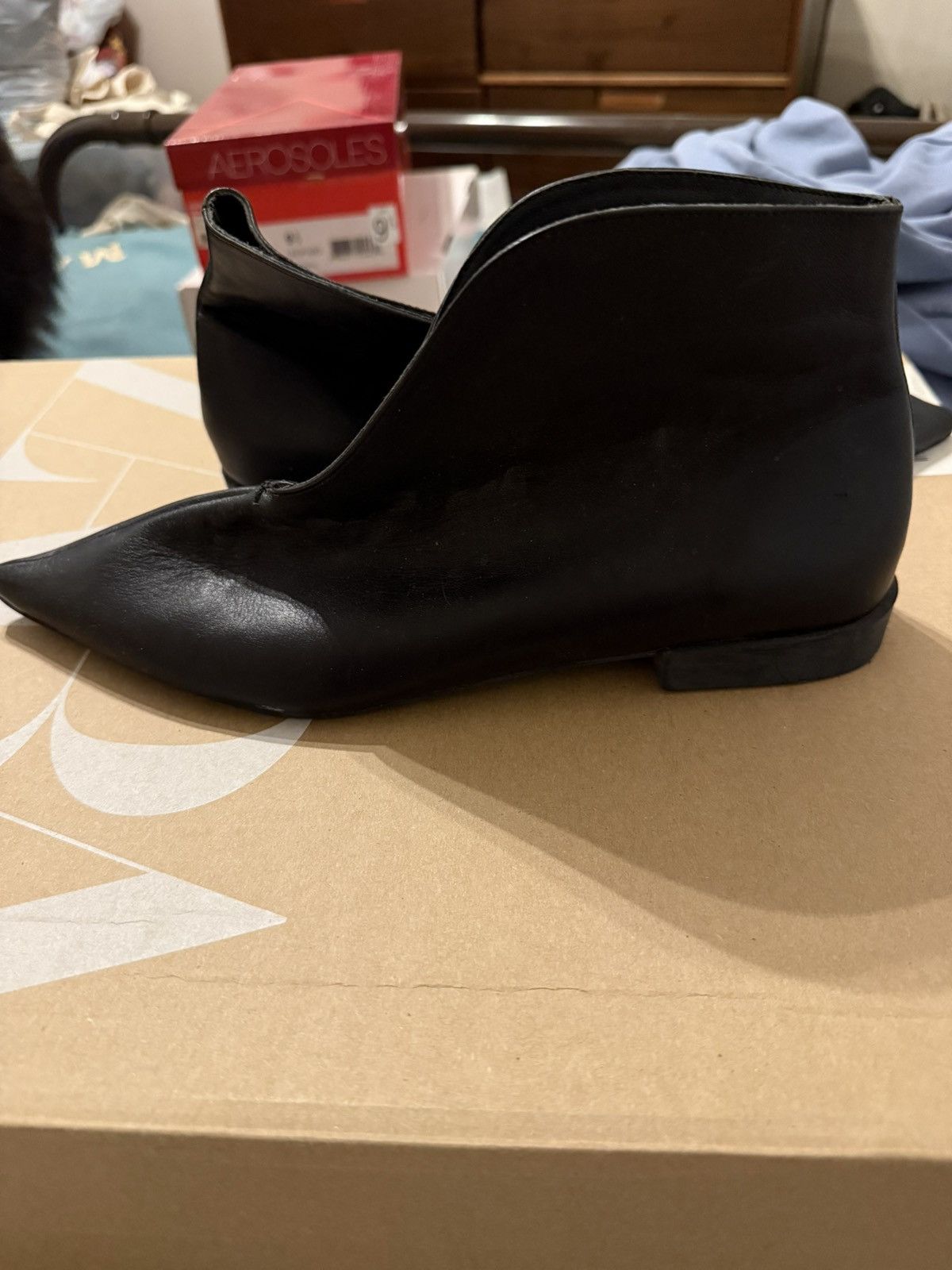 Zara Black Leather Boots Size US 9 / IT 39 - 1 Thumbnail