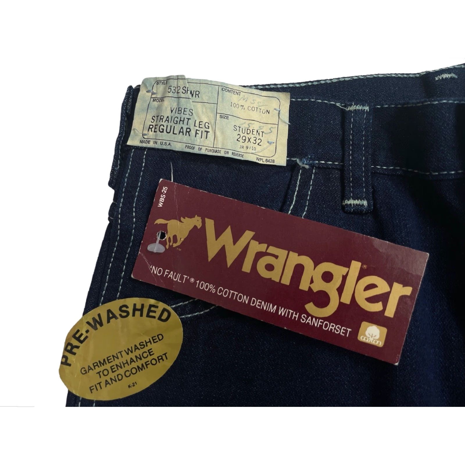 Wrangler VINTAGE Wrangler Jeans Straight Navy 29x32 Deadstock NWT USA Belt Loops Men Jeans 80s Vintage Style Size US 29 - 3 Thumbnail