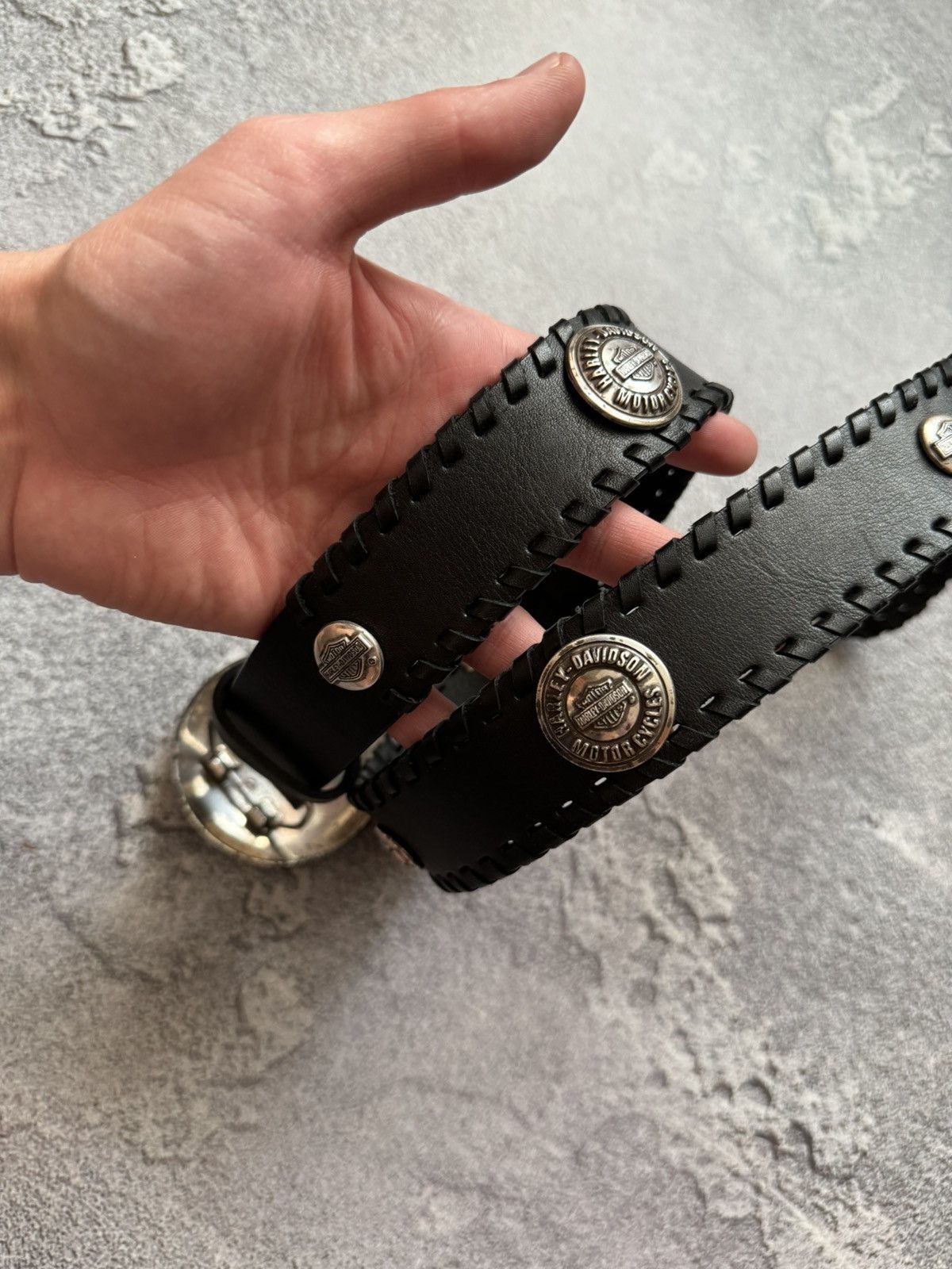 Harley Davidson × Vintage Harley Davidson studded rhinestones leather belt gothic Size ONE SIZE - 5 Thumbnail