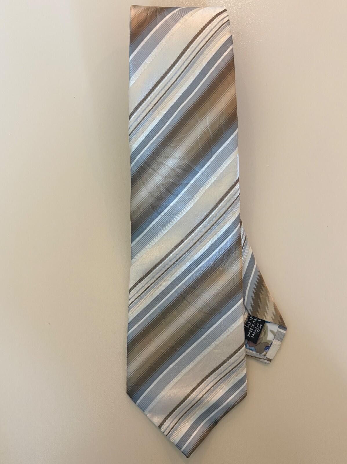 Kenzo Kenzo Homme Italy Silk Tie Vtg Diagonal Stripe Brown Grey Size ONE SIZE - 4 Thumbnail
