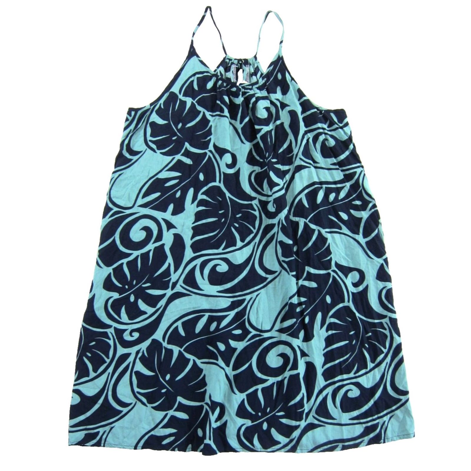 Vintage Hawaii Station Blue Teal Tropical Floral Midi Tank Slip Dress 2XL Size XXL / US 16-18 / IT 52-54 - 2 Thumbnail