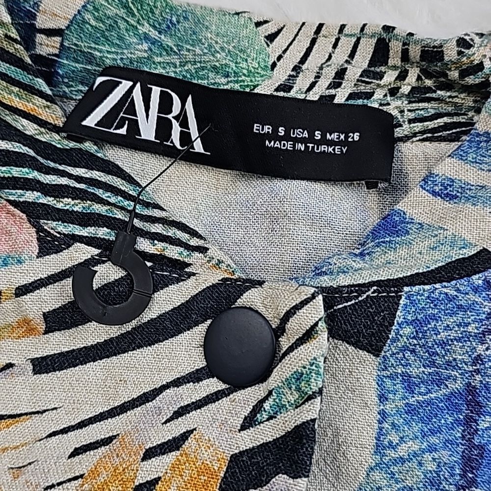 Zara Zara -962 Women's Floral Tropical Lightweight Jacket Linen B Size S / US 4 / IT 40 - 3 Thumbnail