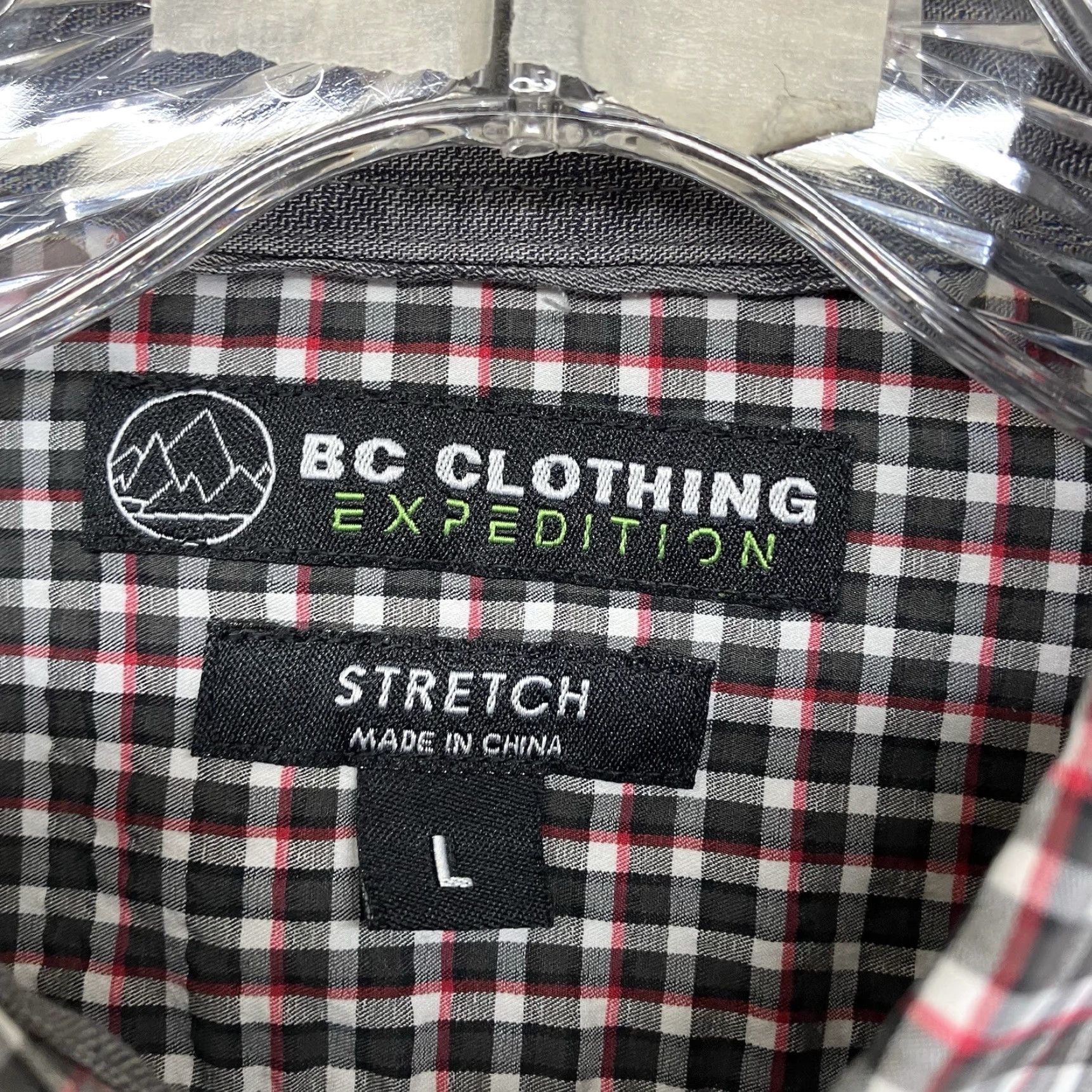 Vintage BC Clothing Expedition Button-Up Shirt Mens Large Red Black Plaid Comfort Stretch Casual All Seasons Short Sleeve? Wait Size US L / EU 52-54 / 3 - 3 Thumbnail